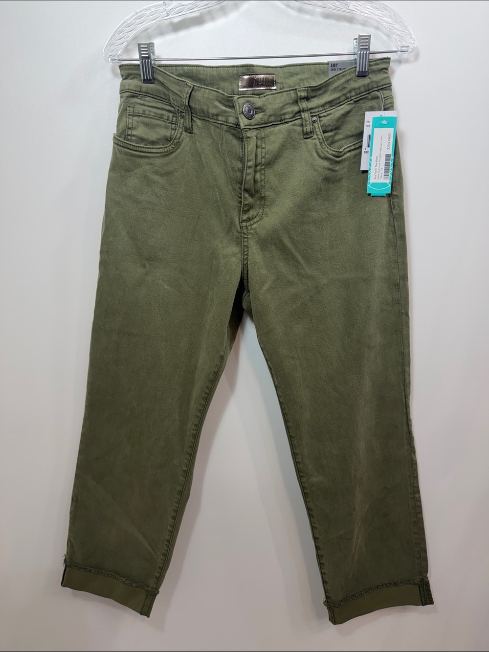 Kut From the Kloth Amy Echo crop straight leg Capri jeans size 12. NWT. Olive